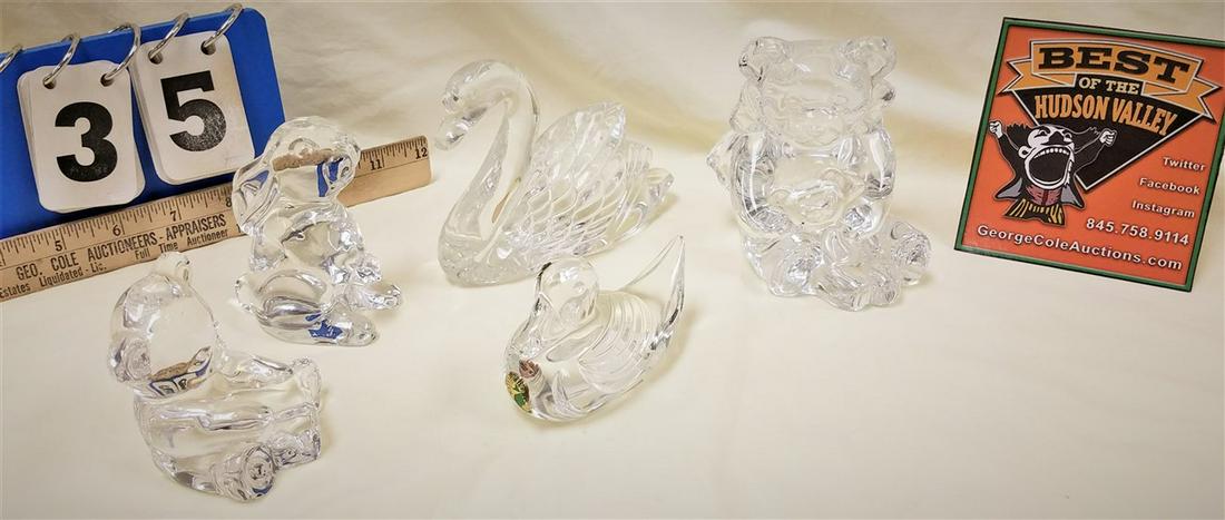 TRAY 5 WATERFORD FIGURINES-SWAN, 2 TEDDY BEARS, RABBIT, (1 of 3)