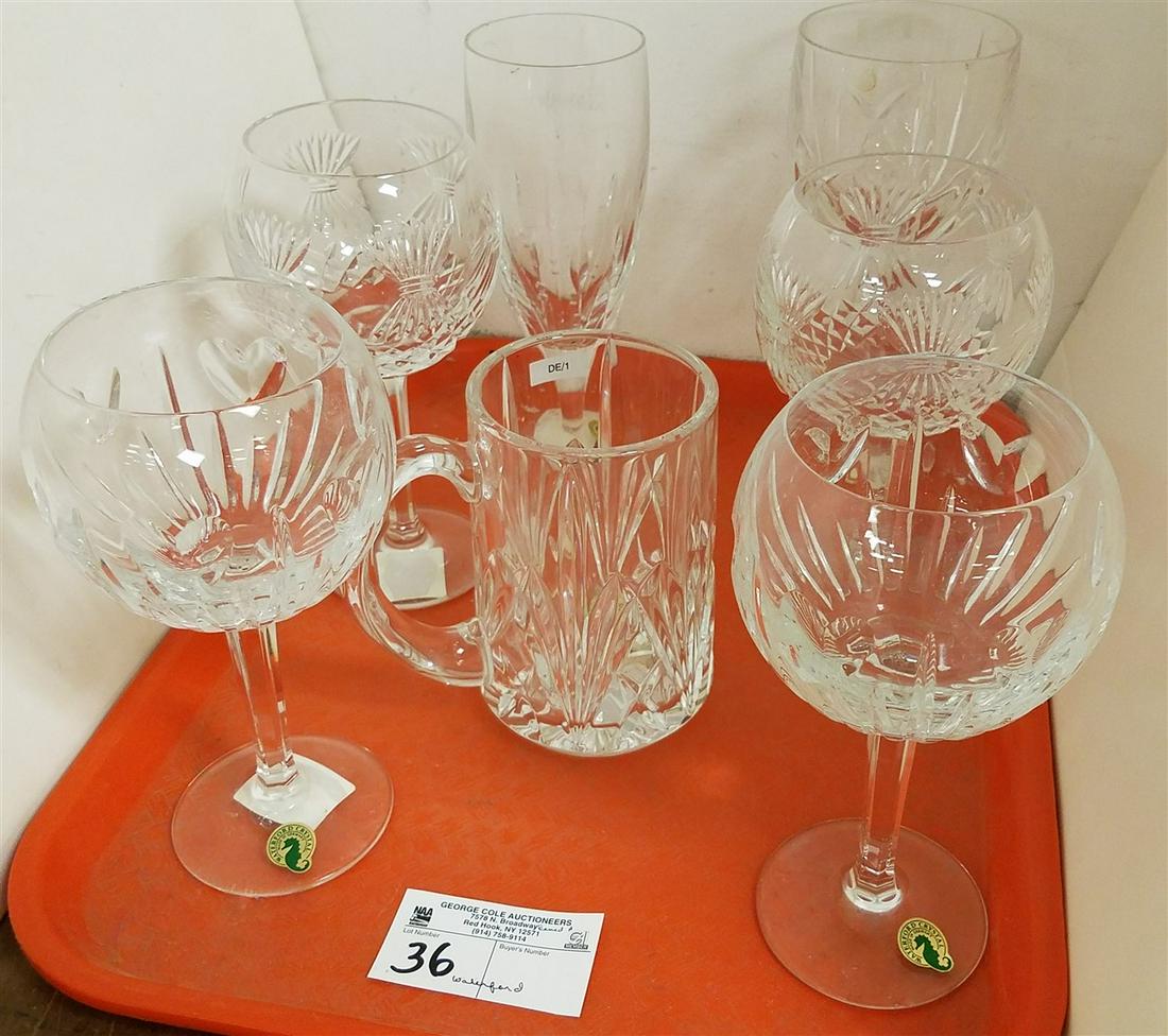 TRAY 6 WATERFORD WINE GOBLETS + 1 MUG: TRAY 6 WATERFORD WINE GOBLETS + 1 MUG