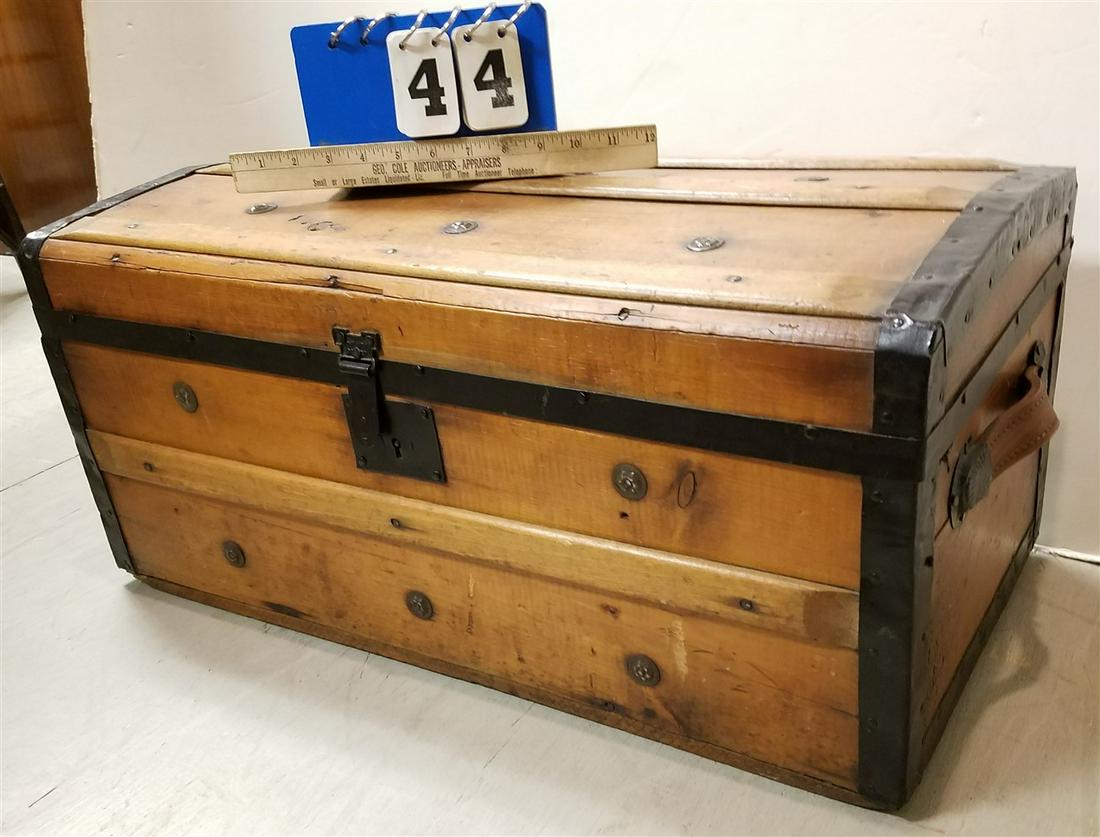 19th c. TRUNK W/ CONTENTS, 12.5"H X 26.5"W X 13"D (1 of 3)