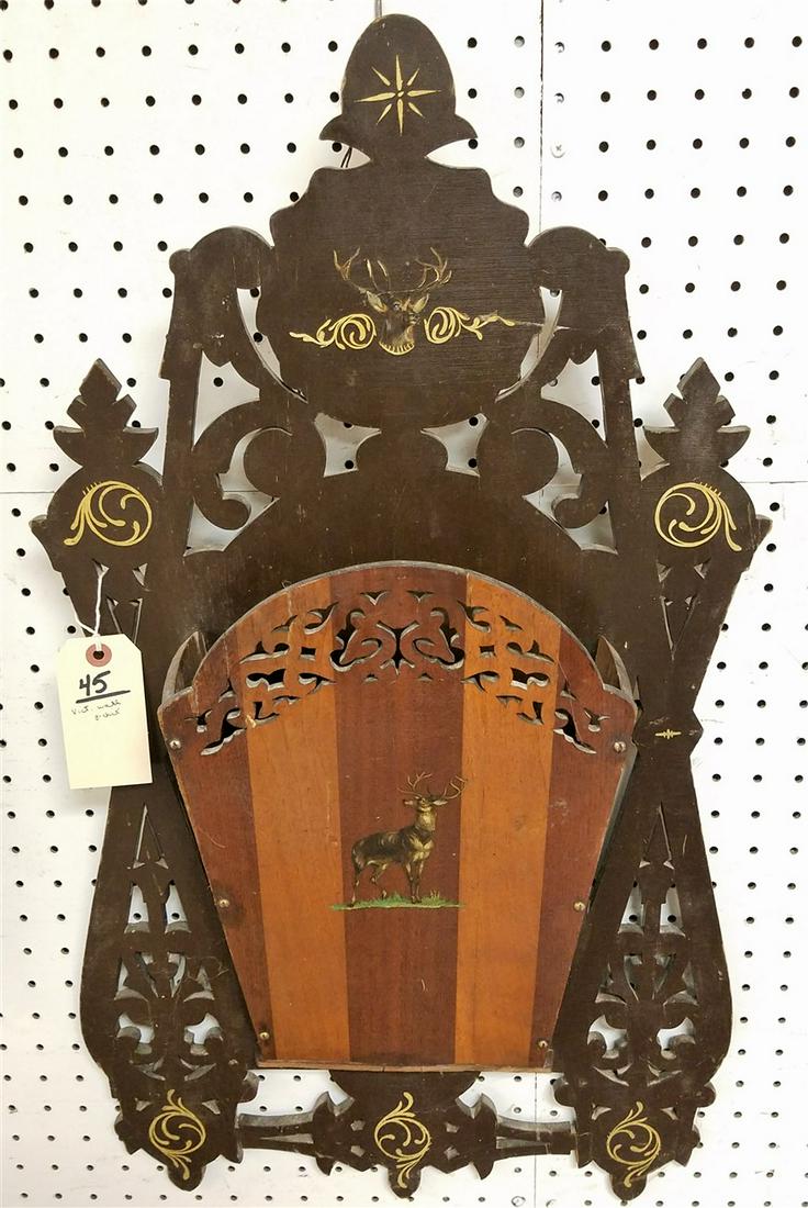 VICT. JIG SAW WALNUT WALL POCKET, 30"H X 16.5"W (1 of 1)