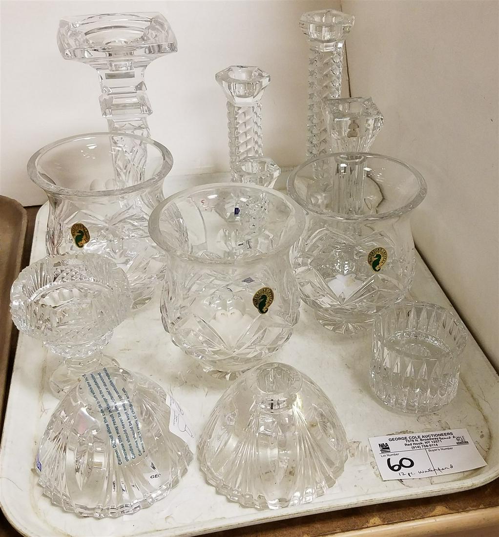 TRAY 12 PC. WATERFORD CANDLESTICKS + VOTIVES (1 of 1)