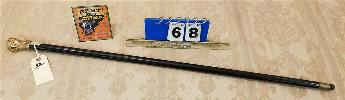 GOLD PLATED HANDLE CANE, DATED 1904 (1 of 5)