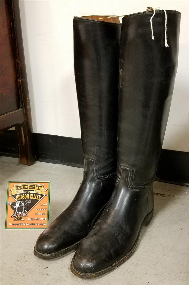 PR. LEATHER RIDING BOOTS, W/ WOODEN BOOT TREES: PR. LEATHER RIDING BOOTS, W/ WOODEN BOOT TREES