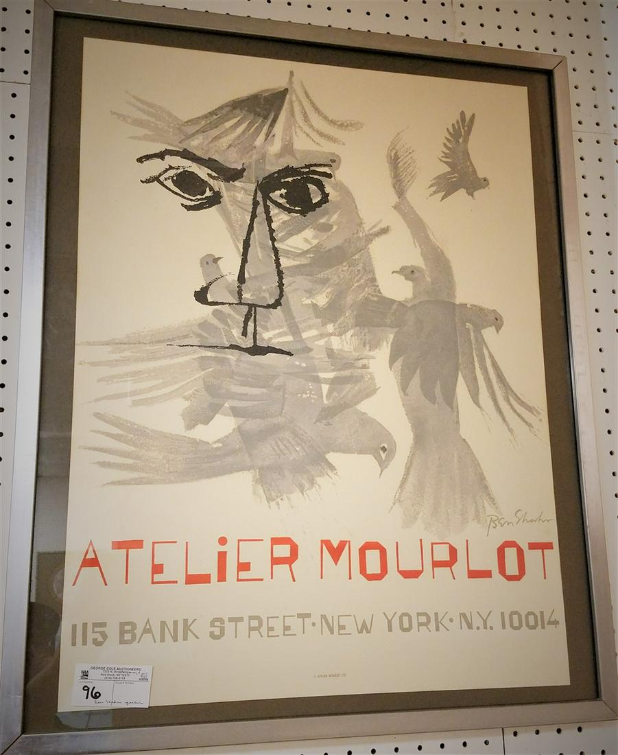 FRAMED ATELIER MOURLOT POSTER, SGND. BEN SHAHN, 28" X (1 of 1)