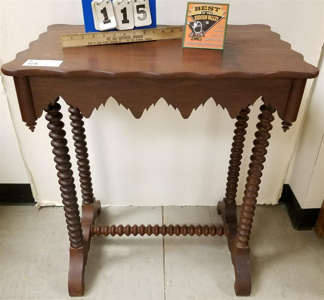 19TH C. SPOOL TURNED MAGH STAND 28"H 25.5"W X16.5"D (1 of 2)