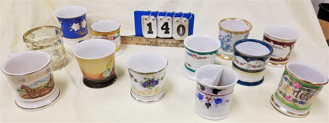 TRAY 12 VINTAGE SHAVING MUGS (1 of 2)