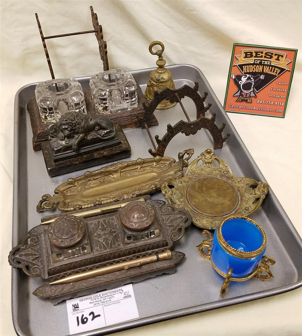 TRAY 19th c. DESK ITEMS-INK STANDS, PEN STANDS + TRAY, (1 of 1)