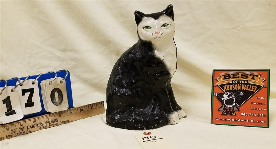 VINTAGE CAST IRON CAT DOORSTOP, 9"H: VINTAGE CAST IRON CAT DOORSTOP, 9"H