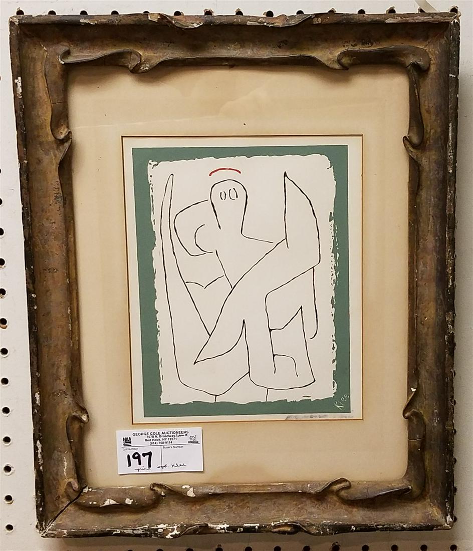FRAMED PRINT, SGND. KLEE IN PLATE, 9.5" X 7.5" (1 of 1)