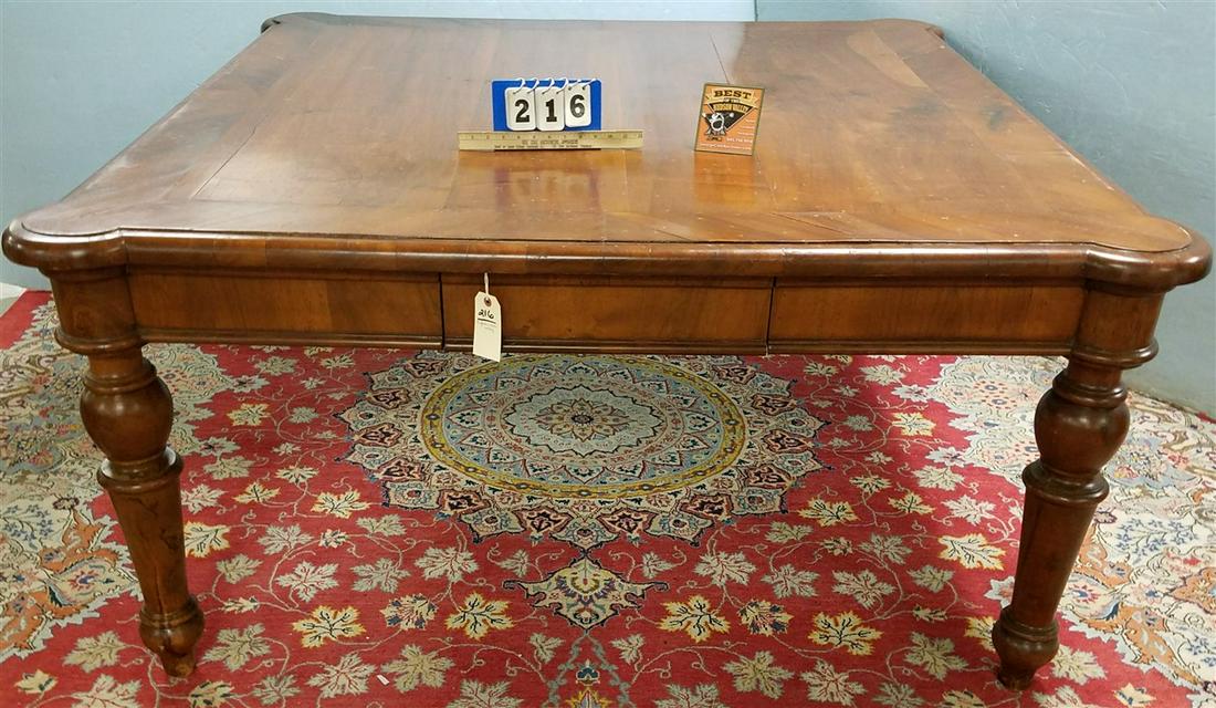 ENGLISH c.1840 MAHOG 2 DRAWER TABLE, 31.5"H X 64" SQ. (1 of 5)