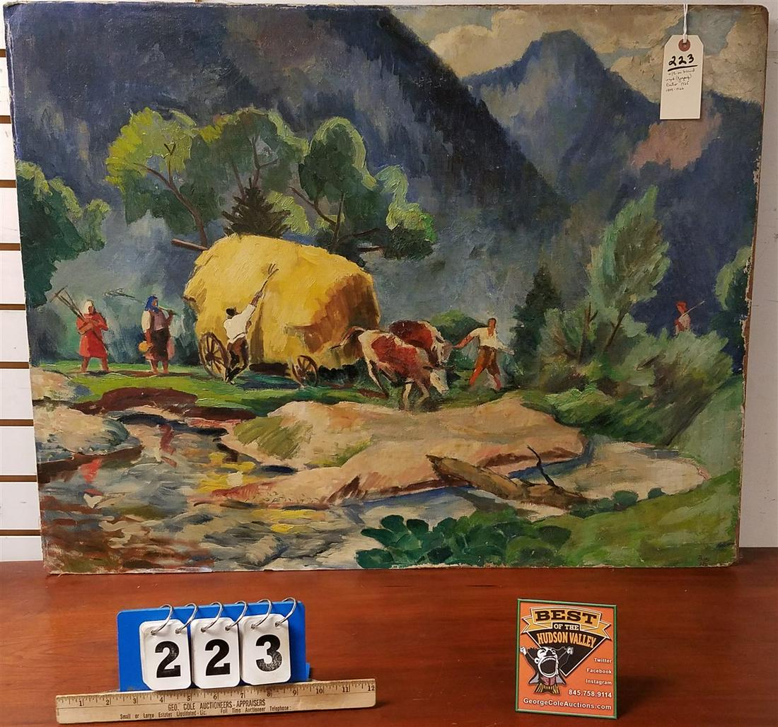 UNFRAMED O/C LAID ON BOARD LANDSCAPE SGND, BATO, 1925, (1 of 3)