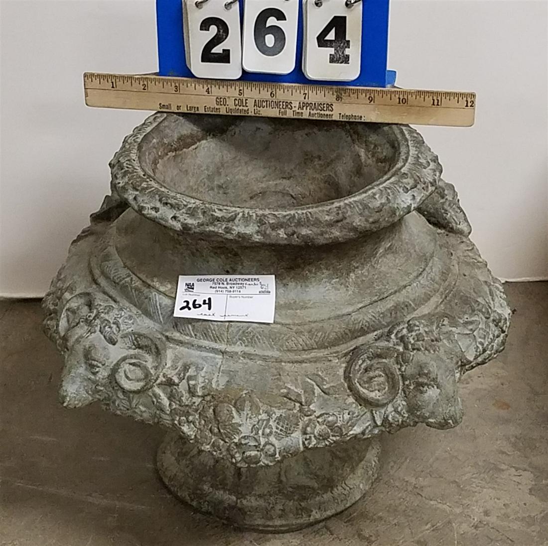 CAST CEMENT URN, 12"H X 16" DIAM. (1 of 1)