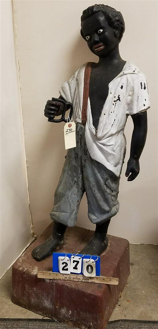 19th c. CAST IRON FIGURAL HITCHING POST, 45"H (1 of 1)