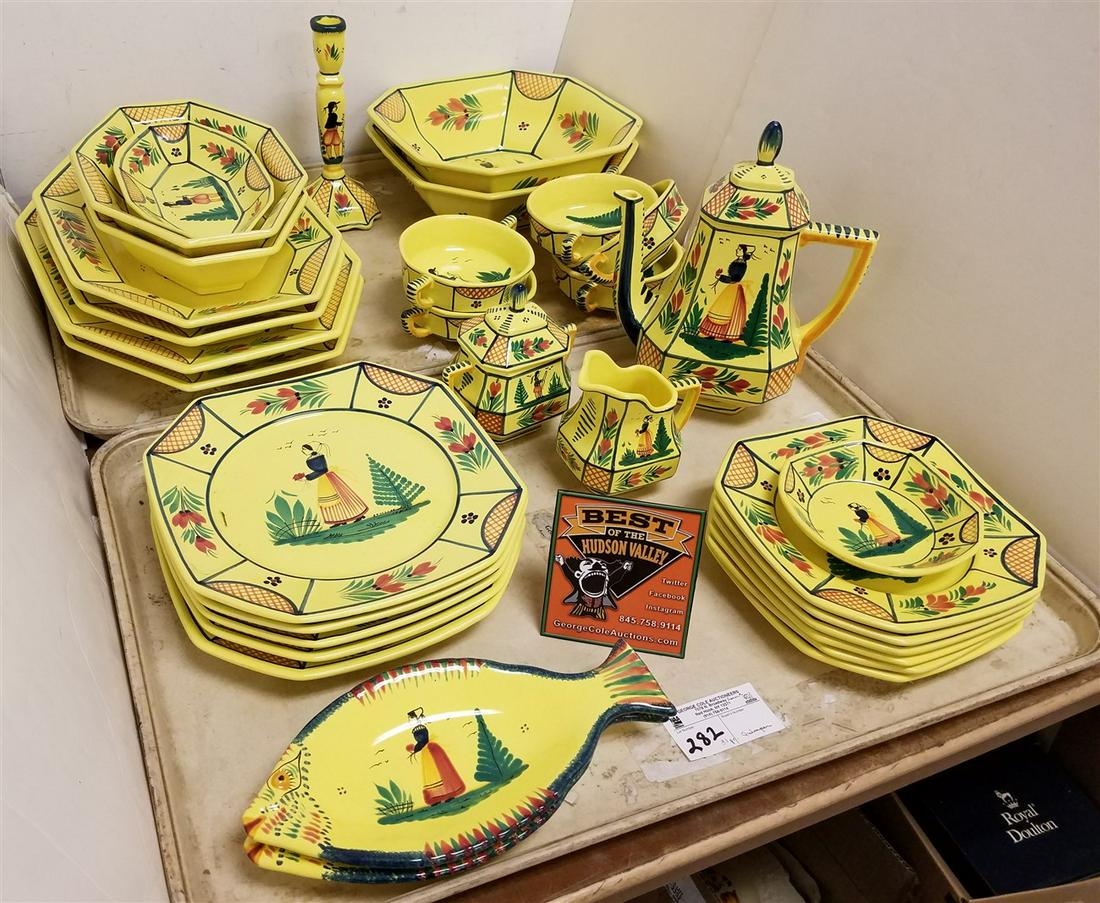 2 TRAYS 31PC. QUIMPER SOLIEL YELLOW H.B. HENRIOT (1 of 4)