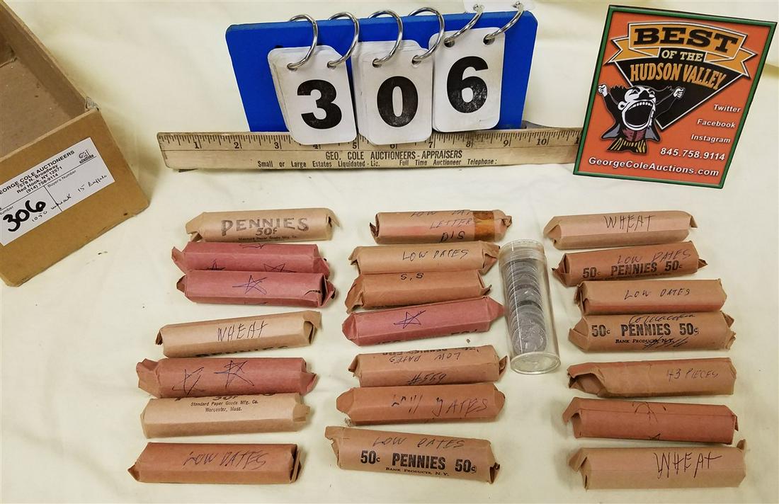 LOT 1050 WHEAT PENNIES, + 15 BUFFALO NICKELS (1 of 1)