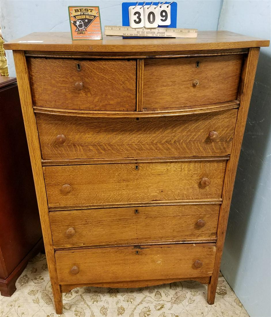 OAK 6 DRAWER CHEST, 47"H X 31.5"W X 18.5"D (1 of 2)