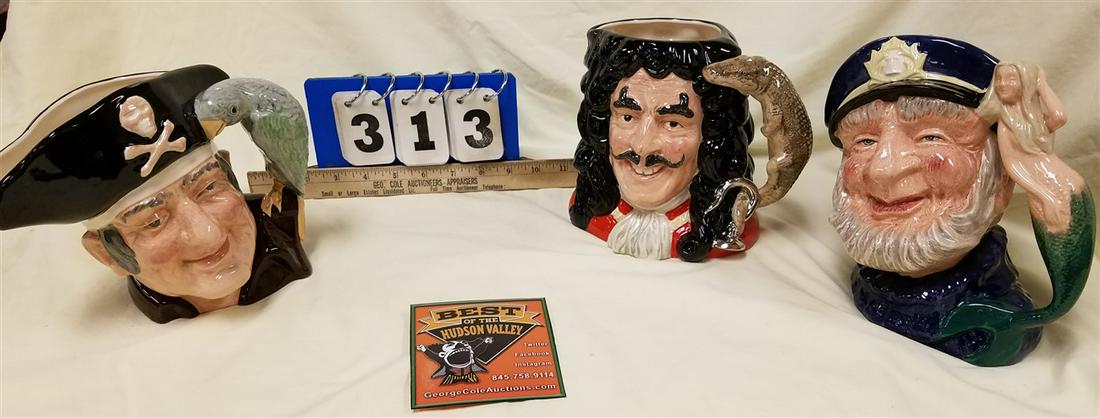 TRAY 3 ROYAL DOULTON CHARACTER TOBY JUGS, CAPTAIN HOOK, (1 of 4)