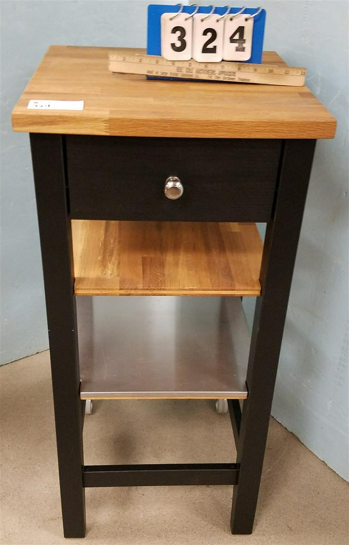 BUTCHER BLOCK TOP DROP LEAF 1 DRAWER WORK STAND, 35.5"H (1 of 3)