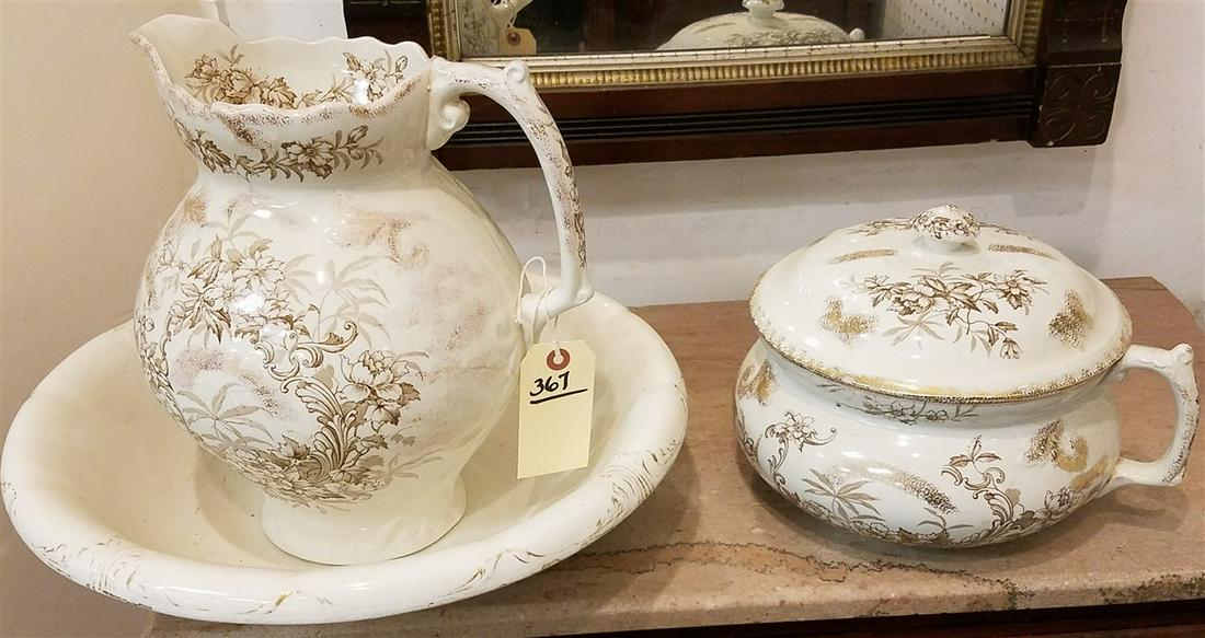 VICT. PITCHER + BOWL SET + THUNDER MUG (1 of 1)