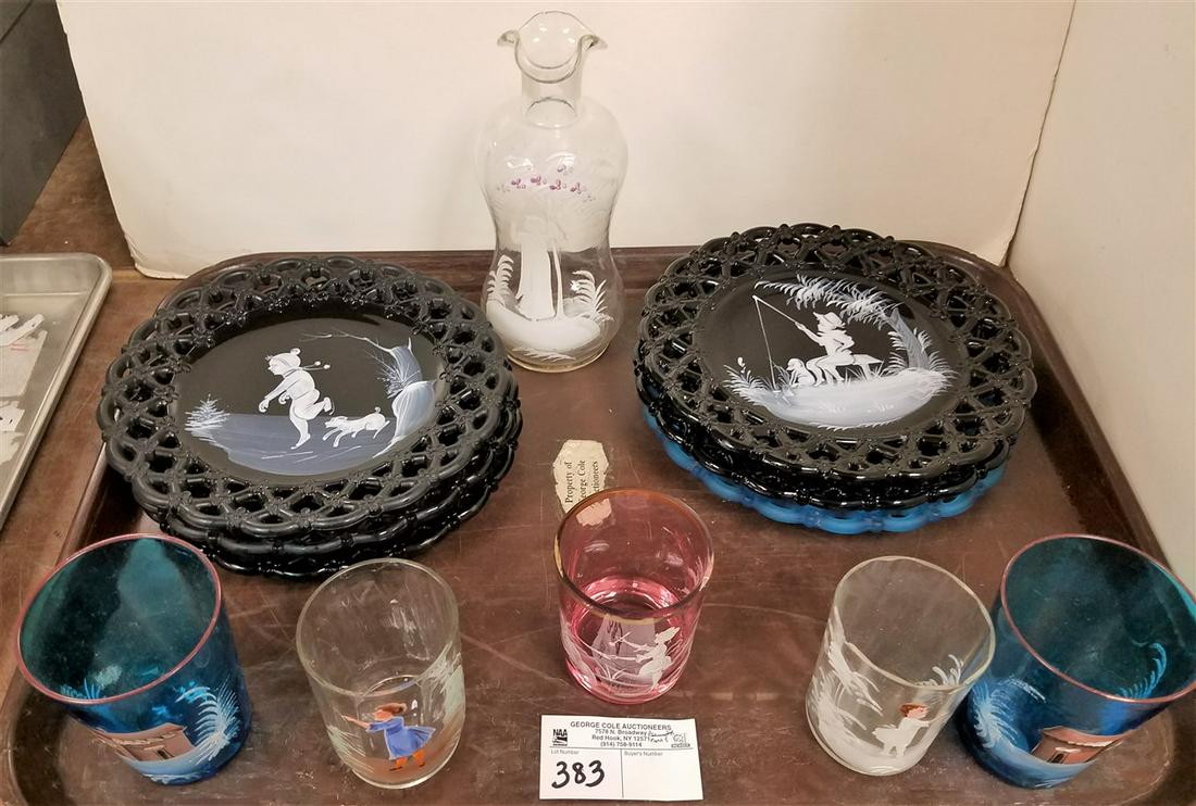 TRAY 6 WESTMORELAND HAND ENAMELED PLATES, + MARY (1 of 1)