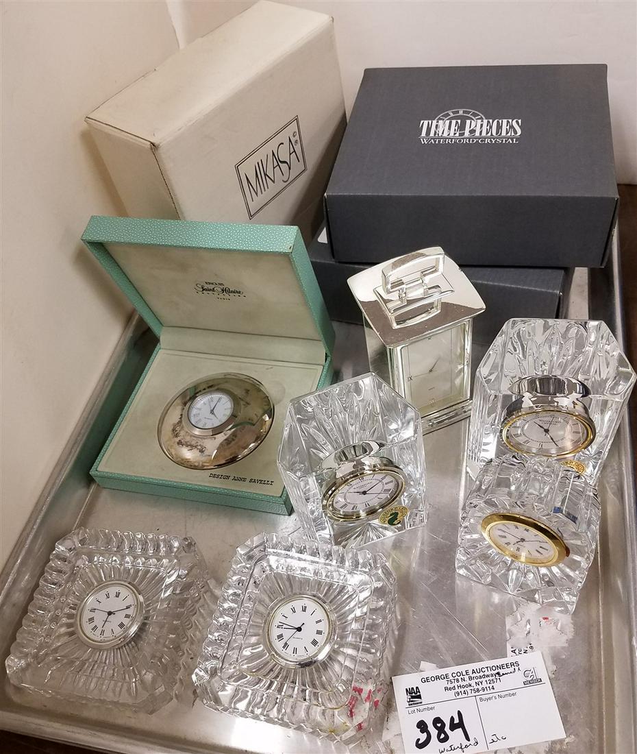 TRAY 5 WATERFORD DRESSER CLOCKS, MIKASA CLOCK, ERCUIS (1 of 1)