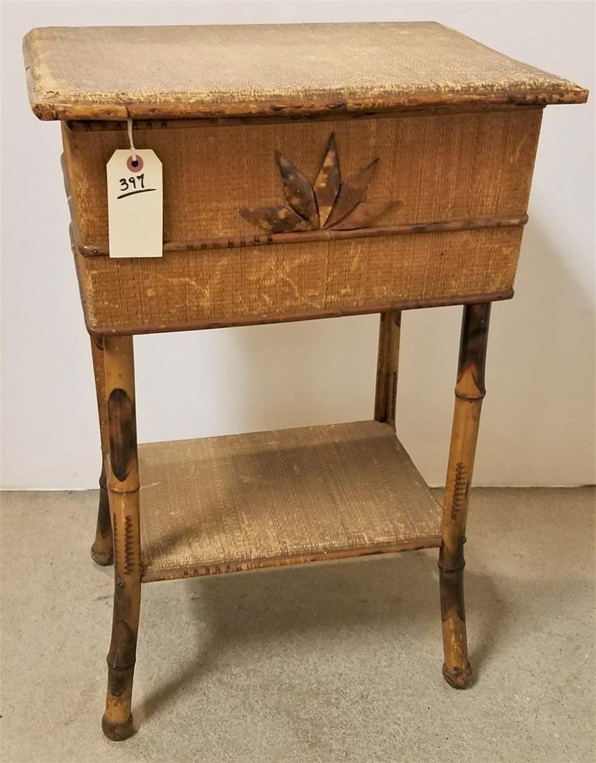 BAMBOO + RATTAN LIFT TOP SEWING STAND, 30"H X 19"W X (1 of 4)