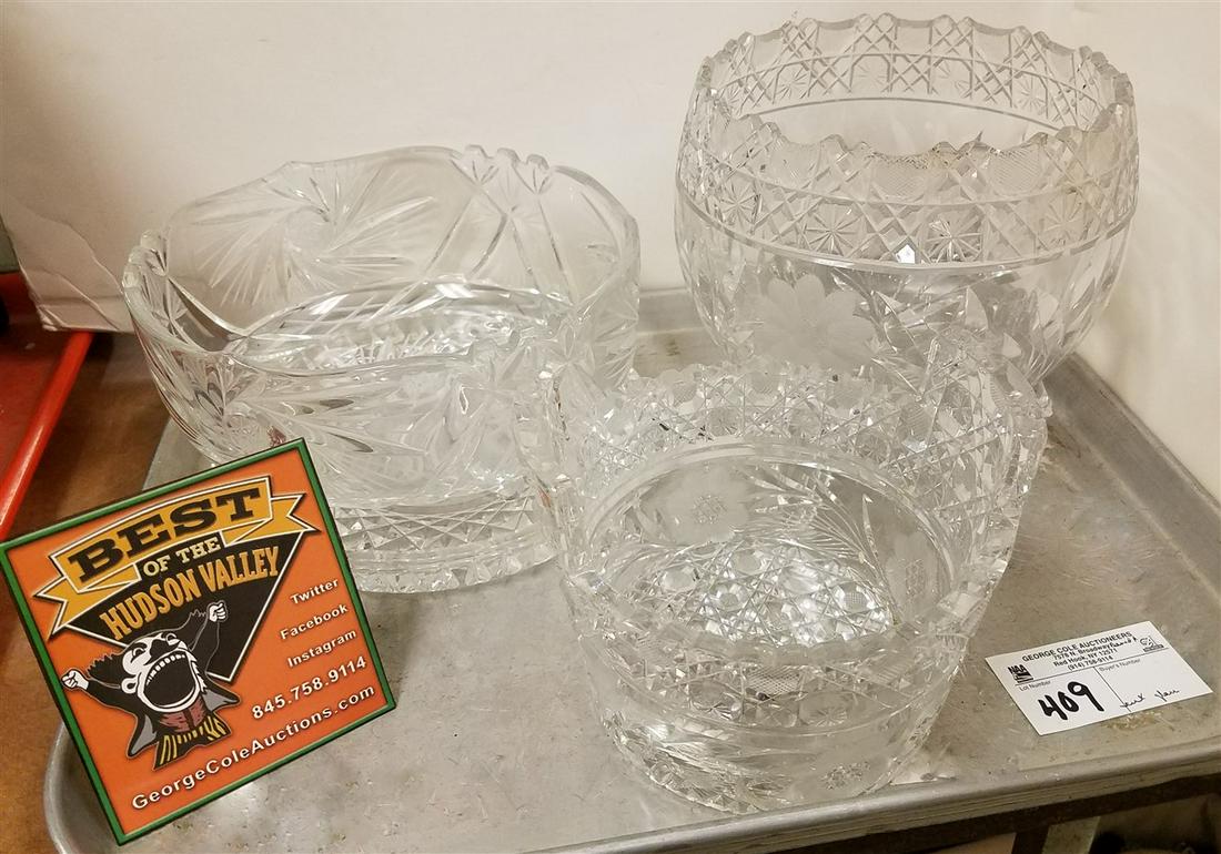TRAY CUT GLASS BOWLS, ICE BUCKET (1 of 1)