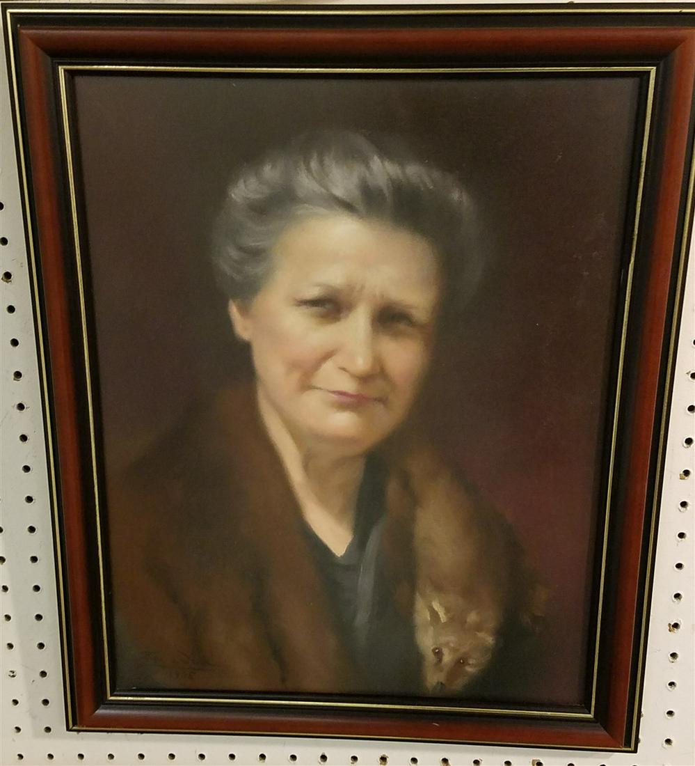 FRAMED PASTEL PORTRAITS, SGND. E. DOZDA 1935, 18.5" X (1 of 2)