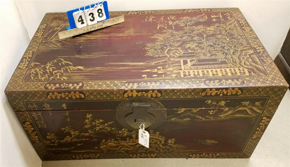 CHINESE LACQUER TRUNK, 17"H X 36.5"W X 22"D, W/ (1 of 4)