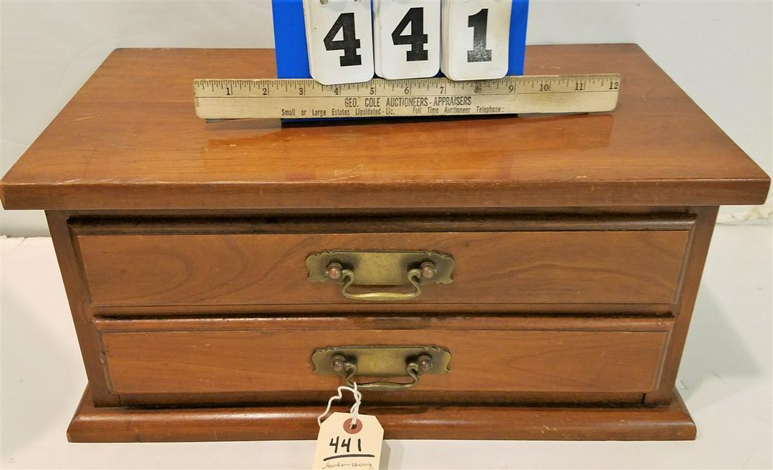 HARDEN CHERRY 2 DRAWER JEWELRY CHEST, 9"H X 19"W X (1 of 3)