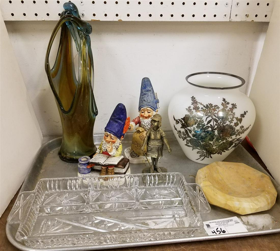 TRAY 2 GOEBELS GNOMES, PEWTER FIGURE-GOLFER, SILVER (1 of 1)