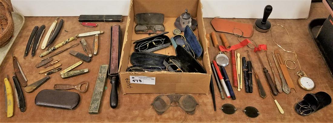 BX POCKET KNIVES, GLASSES, STRAIGHT RAZORS, PENS, ETC. (1 of 1)
