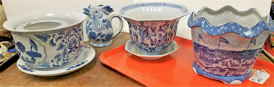 TRAY CHINESE PORCELAIN FLOWER POTS (1 of 1)