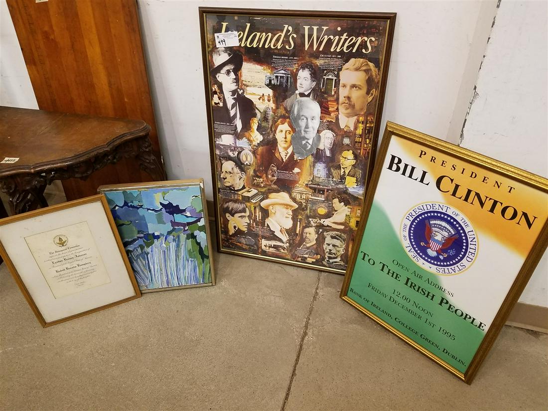 FRAMED 7PC. O/C + BOARD, POLITICAL PRINTS, + FRAMED (1 of 6)