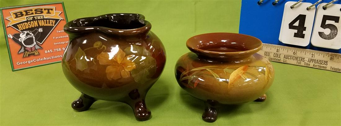 TRAY 2PC. OWENS UTOPIAN POTTERY, 3" + 4" (1 of 4)