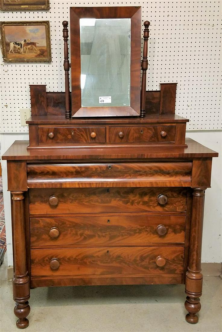 EMPIRE MAHOG. 6 DRAWER STEP BACK DRESSER, 71"H X 45"W X (1 of 2)