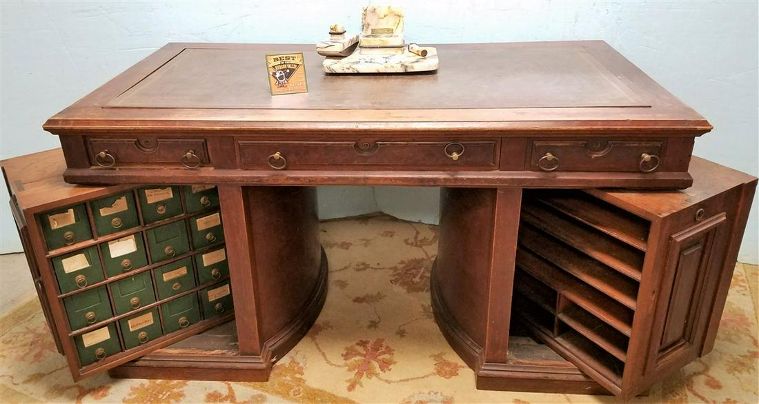 WOOTEN PATENT ROTARY WALNUT DESK, 31.5"H X 5'W X 33"D (1 of 5)