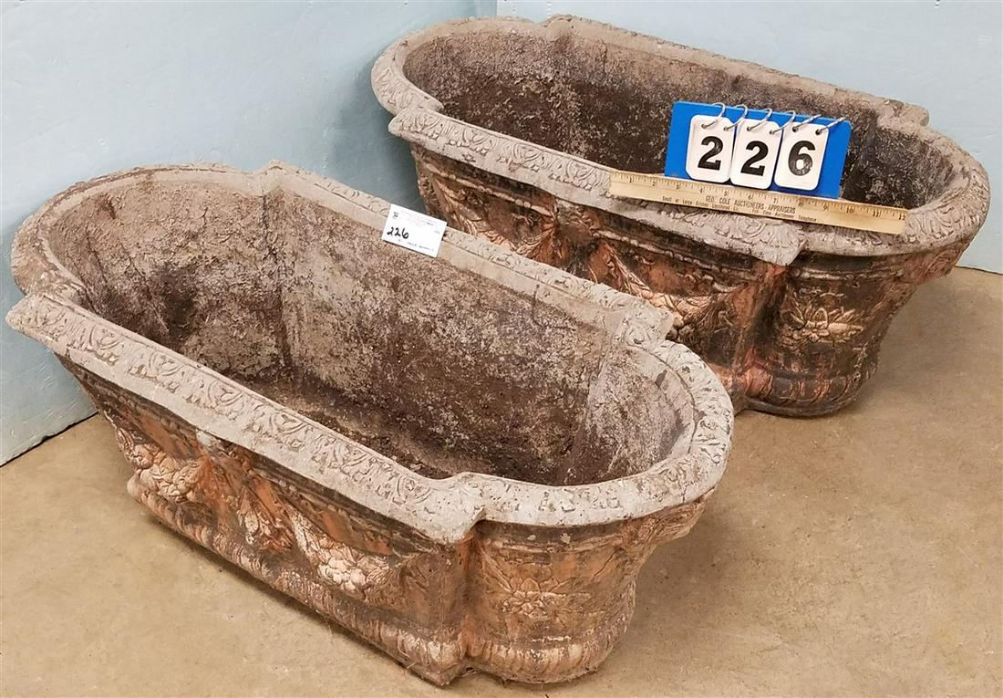 PR/ CAST CEMENT PLANTERS, 12.5"H X 32"W X 16"D (1 of 2)