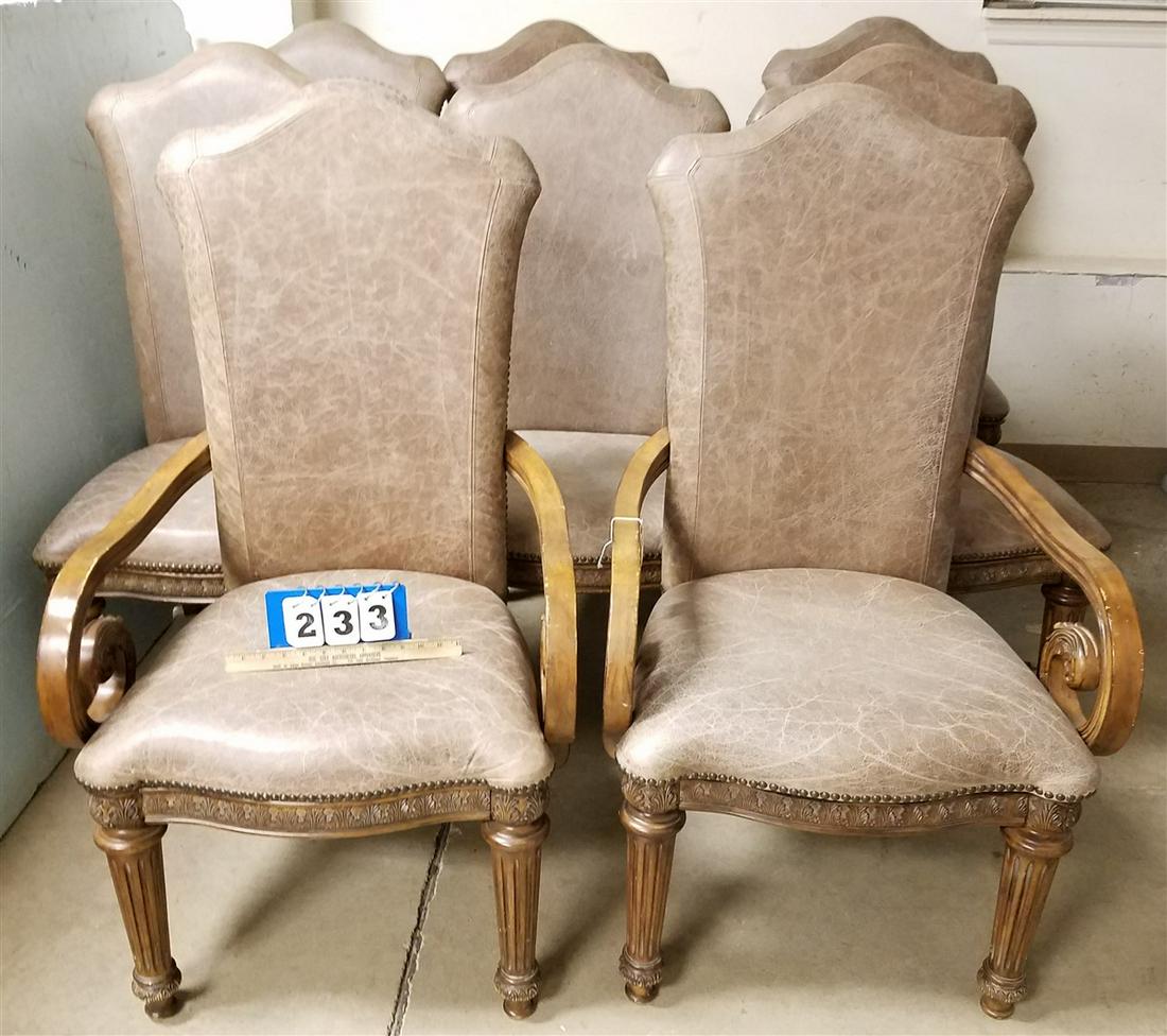SET 8 LEATHER UPHOLS. DINING CHAIRS (1 of 2)