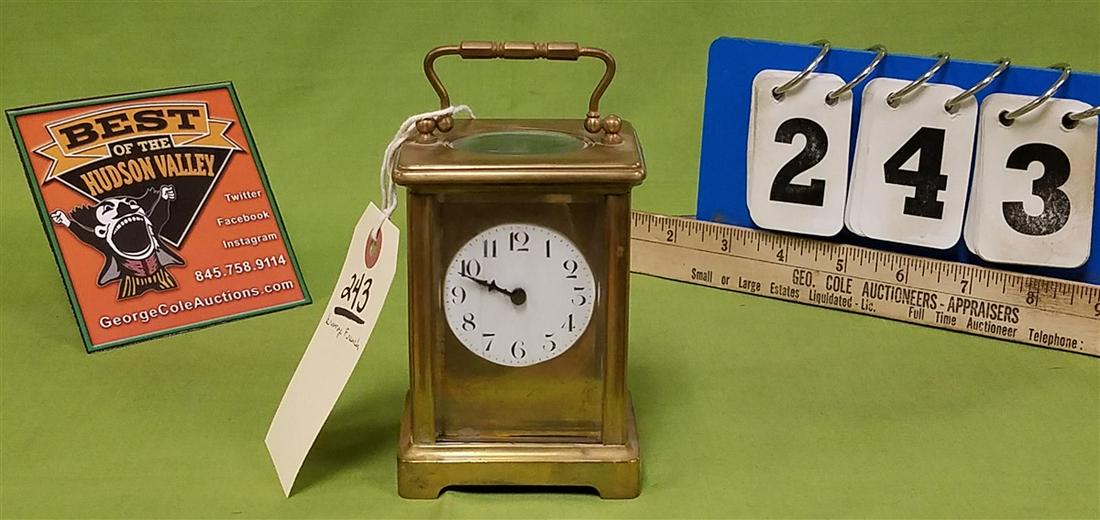 BRONZE FRENCH CARRAIGE CLOCK, WORKING 4.5" X 3.25"W X (1 of 4)