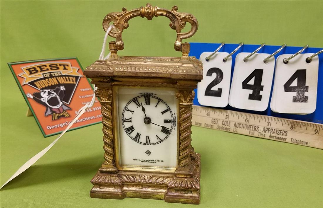 ANSONIA CARRIAGE CLOCK 4.25"H X 3.5"W X 2.75"D (1 of 5)