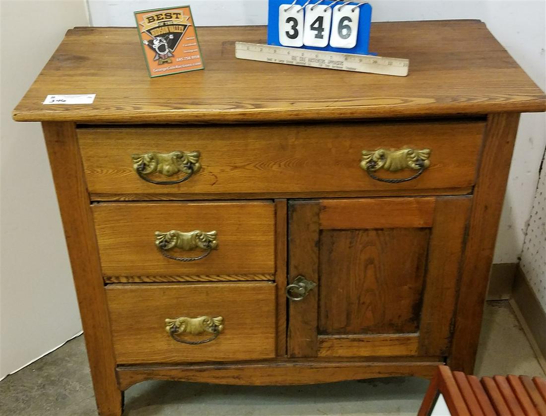 OAK WASH STAND, 29.5" X 32" X 16.5" (1 of 2)