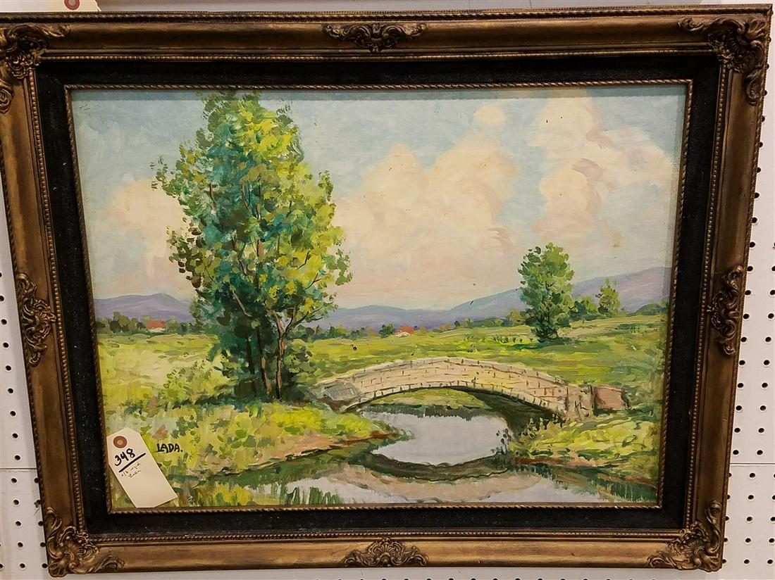 FRAMED O/B LANDSCAPE, SGND. LADA, 18" X 24" (1 of 3)
