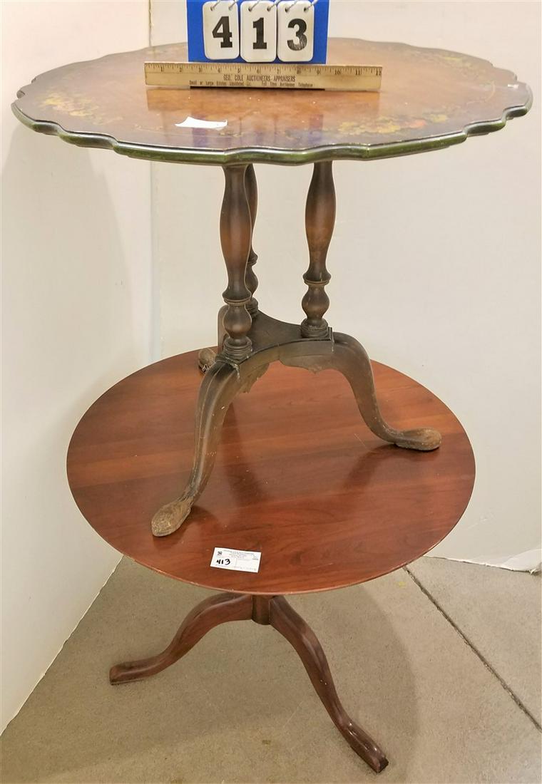 CHERRY 29" DIAM. X 25"H PED. BASE TABLE + QA STYLE (1 of 3)