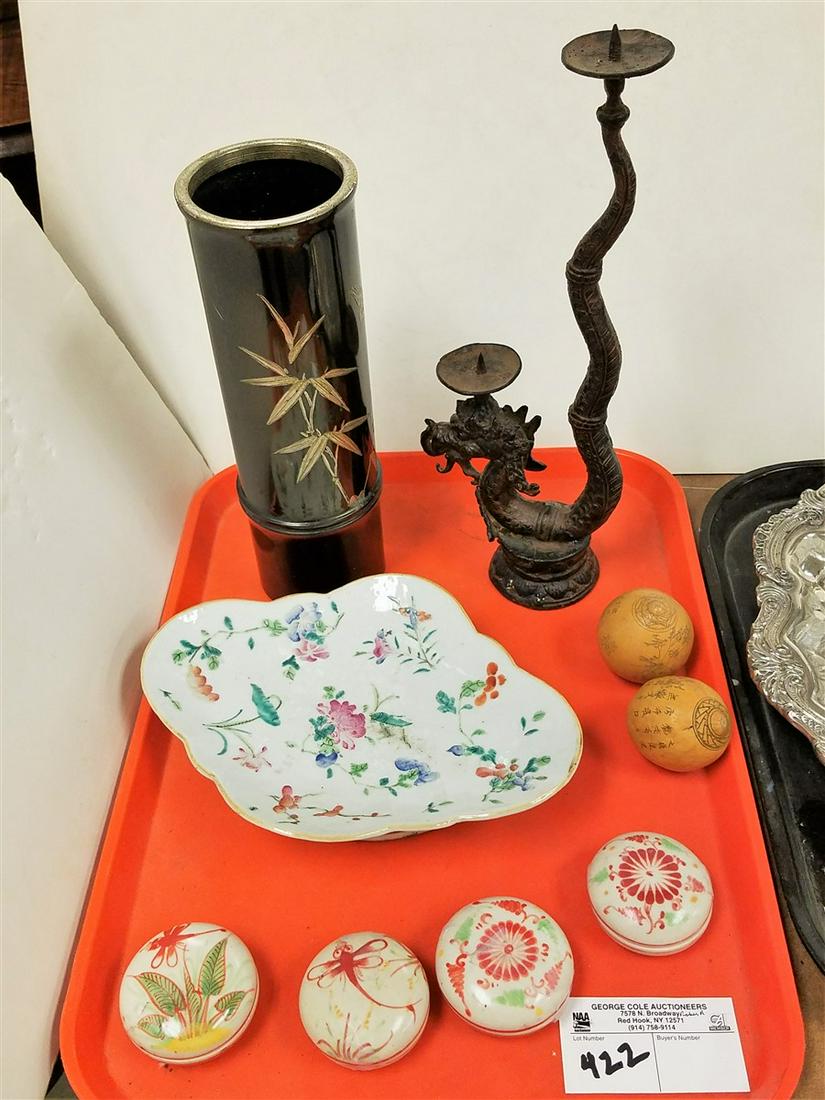 TRAY CHINESE PORCELAIN BOWL, 4 PORCELAIN BXS 1" X (1 of 1)