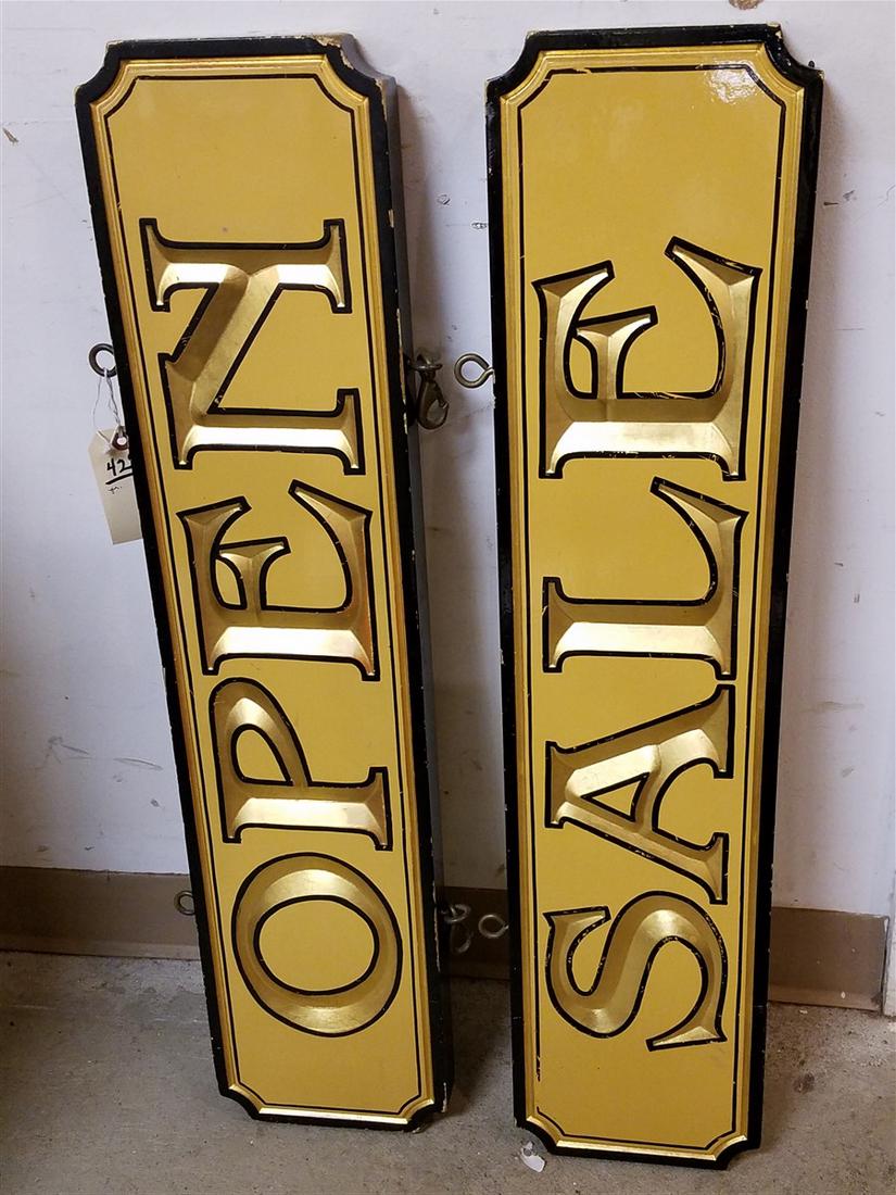PR. WOODEN SIGNS, 7.75"H X 33.5"W X 1.5"D (1 of 2)
