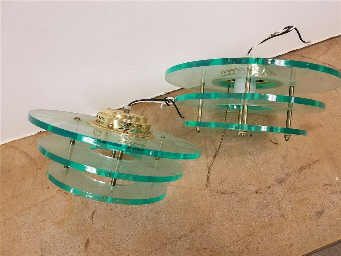 BX 2 LUCITE CEILING LIGHTS, 5"H X 11" DIAM. (1 of 5)