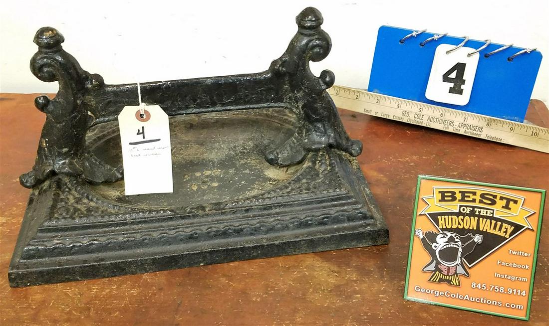 19th c. CAST IRON BOOT SCRAPE, 8"H X 13.5"W X 10"D (1 of 2)