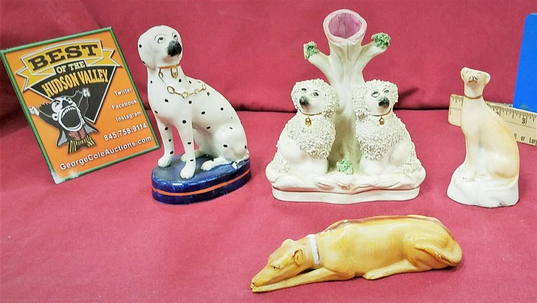 TRAY/ 4 STAFFORDSHIRE DOGS (1 of 4)