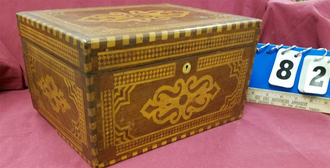 19th c. INLAID BX, 6.225"H X 11.5"W X 8.75"D (1 of 3)